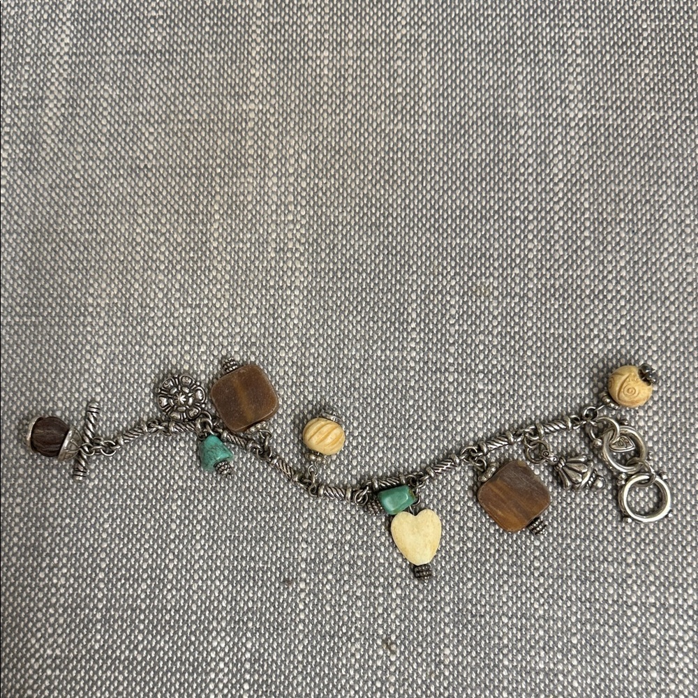 Brighton Silver and Brown Toggle Charm Bracelet
